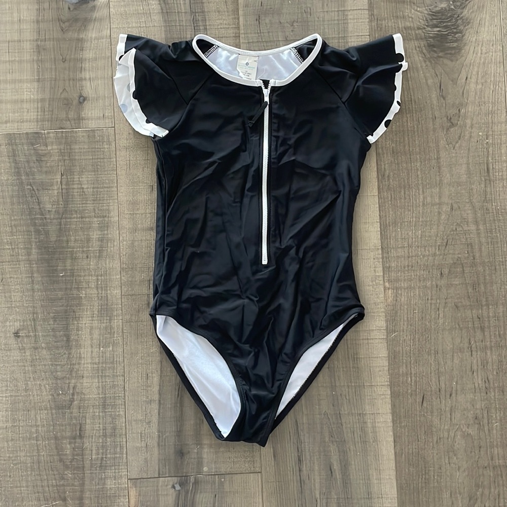 Snapperrock kids one piece black and white swimsuit